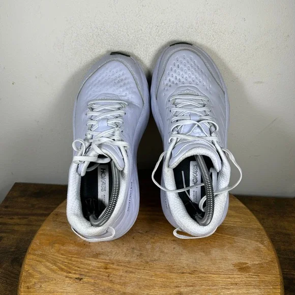 Hoka One One Bondi SR Women's White Leather Slip Resistant Shoes Size 9 - Picture 2 of 9
